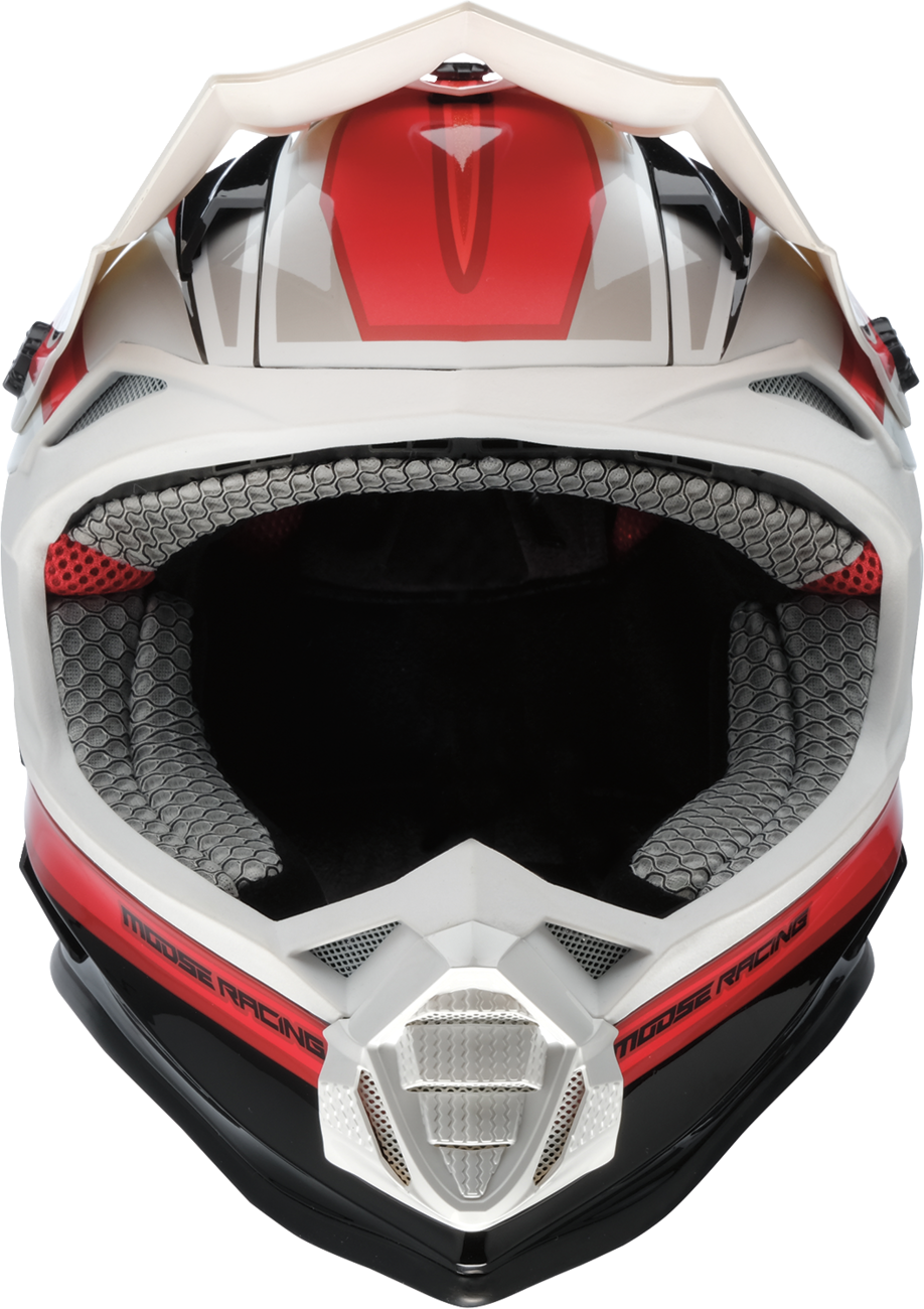 MOOSE OFFROAD MR3 Helmet F.A.F. White/Black/Red Small - Lightweight Motorcycle Helmet with Enhanced Protection