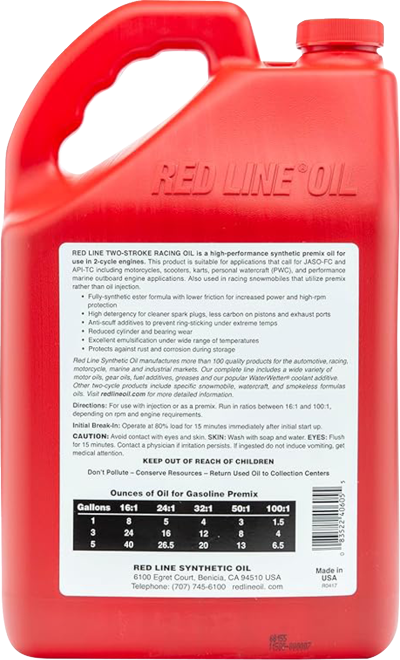 RED LINE SYNTHETIC OIL 2-Stroke Racing Oil - 1 Gallon, Part #40605