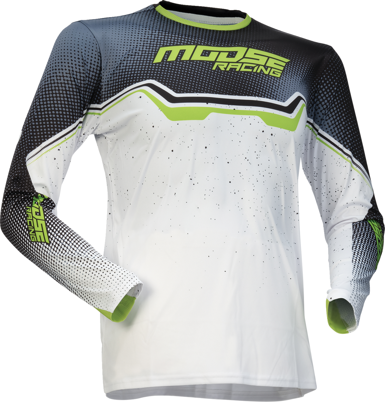 MOOSE OFFROAD Youth Qualifier® Jersey - White, Black & Green, Small (Part #2912-2639)