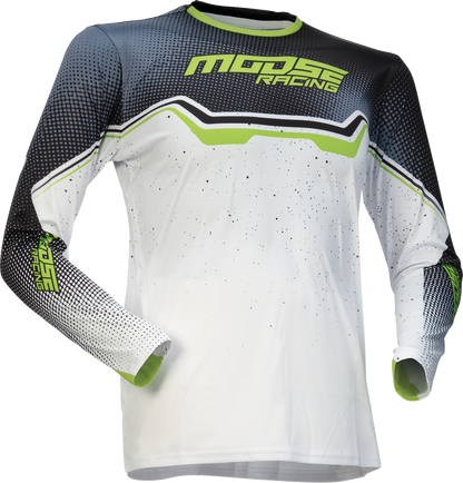 MOOSE OFFROAD Youth Qualifier® Jersey - White, Black & Green, Small (Part #2912-2639)