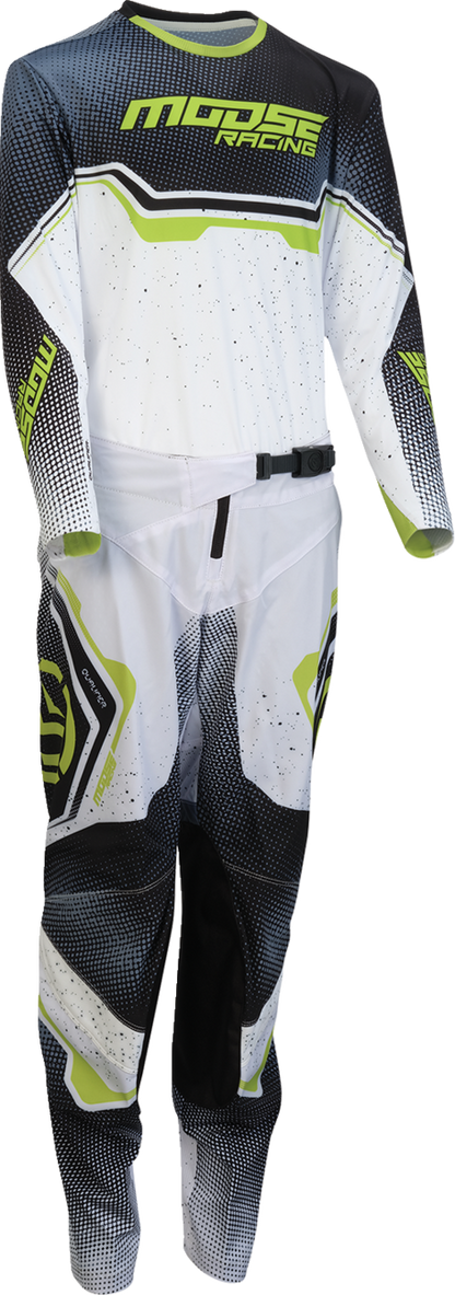 MOOSE OFFROAD Youth Qualifier® Jersey - White, Black & Green, Small (Part #2912-2639)