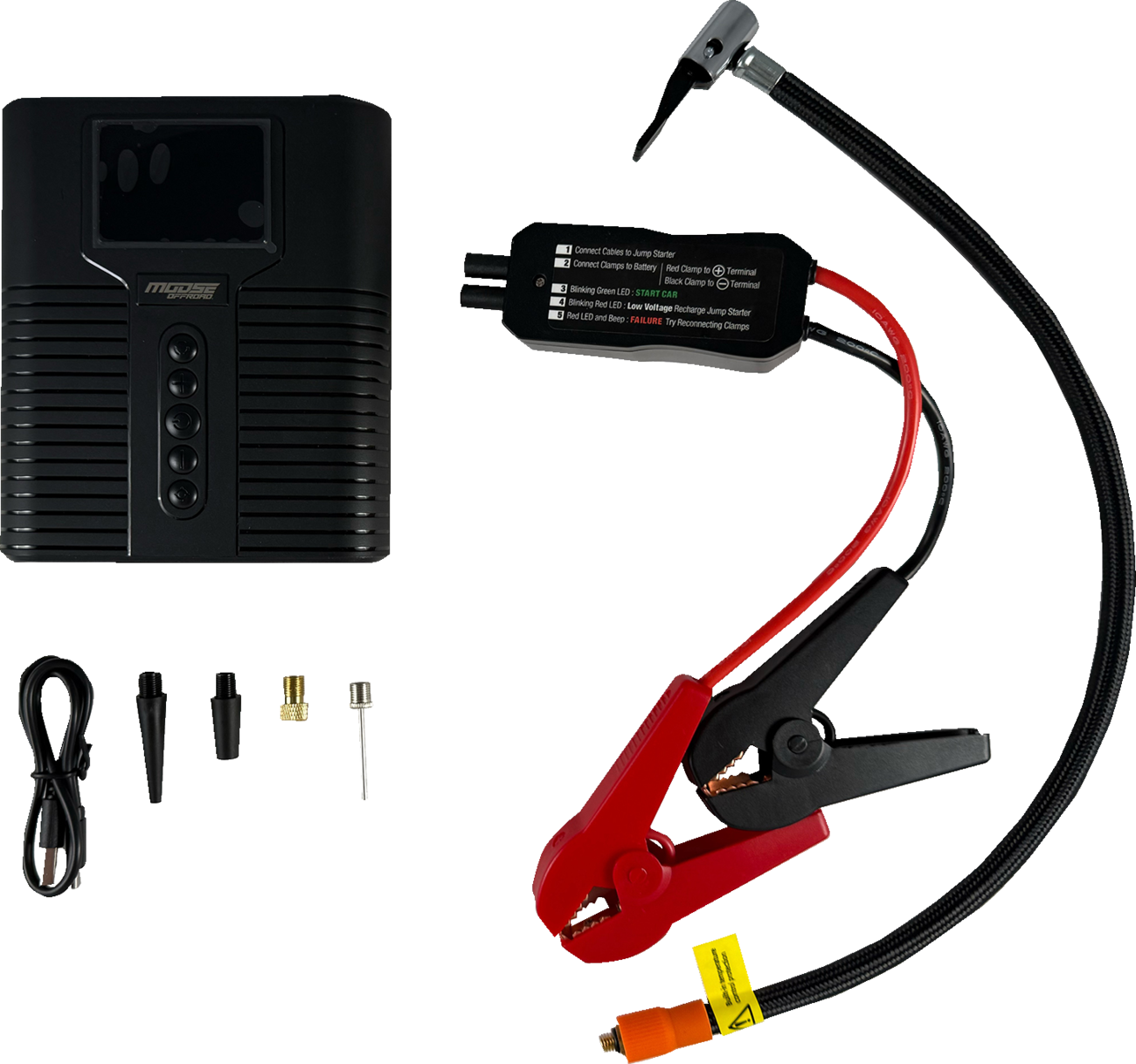MOOSE OFFROAD Jump Starter with Air Compressor E25-6292 – Portable 12,000 mAh Power Bank and Tire Inflator