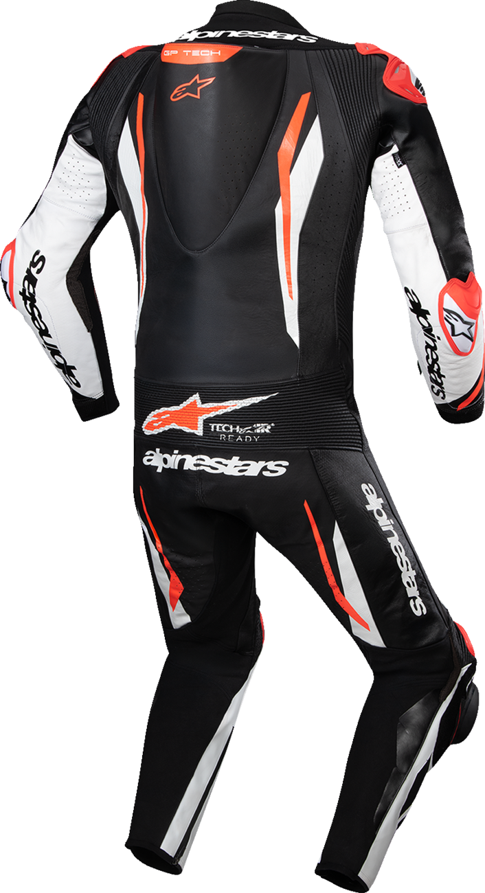 Alpinestars GP Tech v5 1-Piece Leather Suit - Black/White/Red Fluo, US 42 / EU 52 (Part Number 3150226-1231-52)