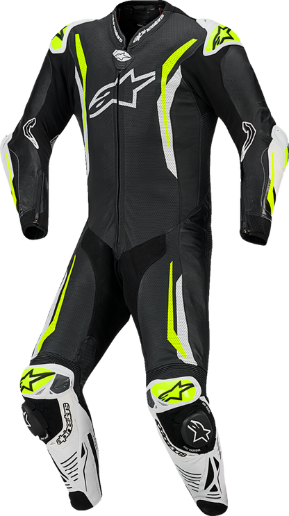 Alpinestars GP Tech v5 1-Piece Leather Suit - Black/White/Yellow Fluo US 42 / EU 52 (Part Number 3150226-125-52)