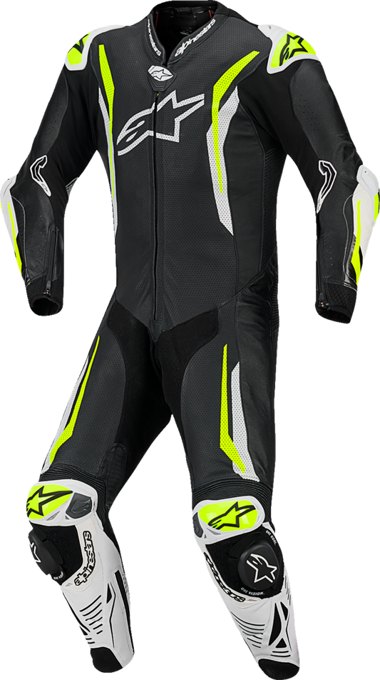 Alpinestars GP Tech v5 1-Piece Leather Suit - Black/White/Yellow Fluo US 42 / EU 52 (Part Number 3150226-125-52)