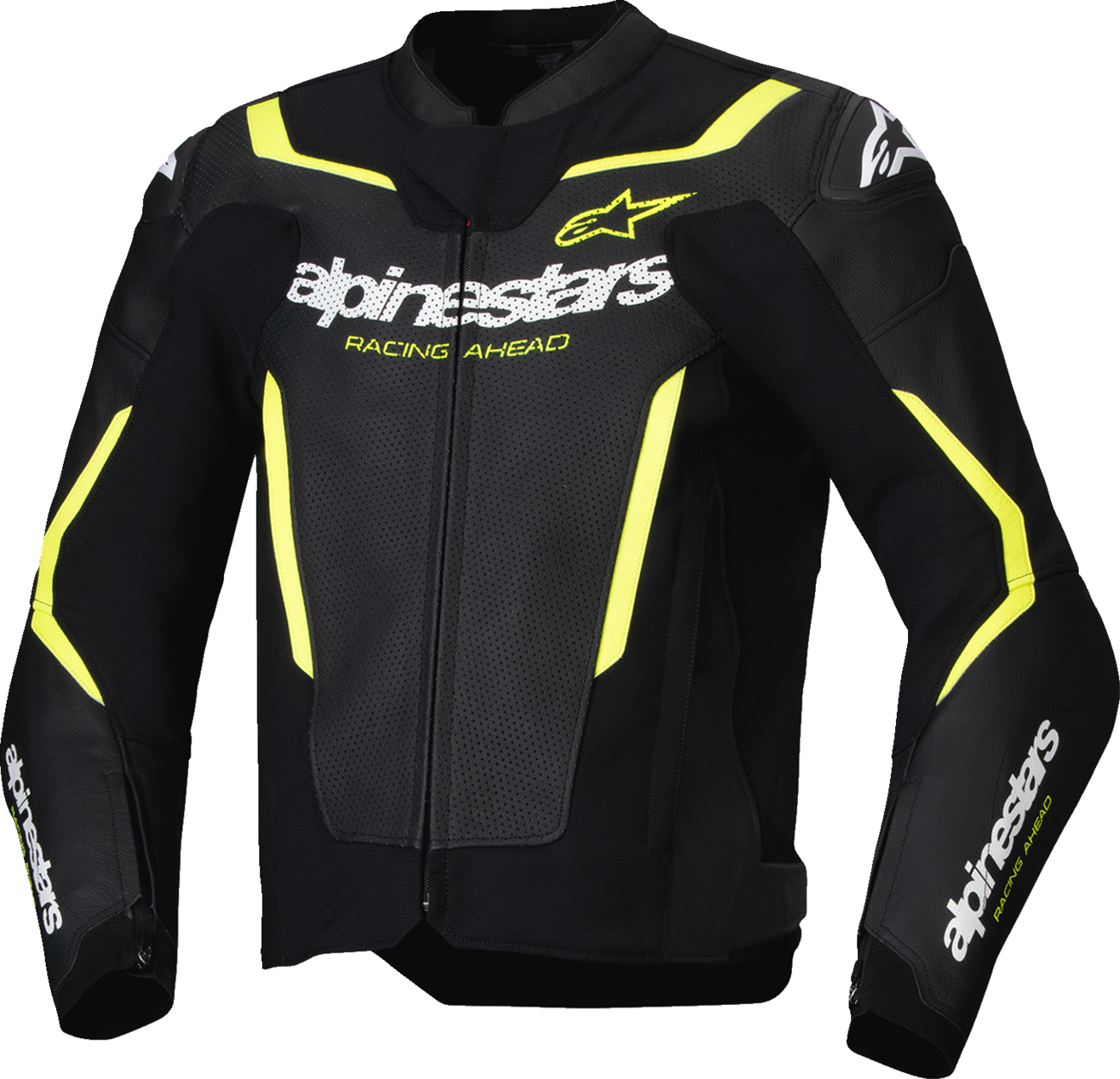 Alpinestars GP Force v2 Airflow Leather Jacket - Black/Yellow Fluo US 42 / EU 52 - Part Number 3100326-155-52