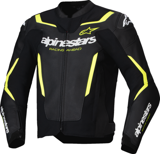 Alpinestars GP Force v2 Airflow Leather Jacket - Black/Yellow Fluo US 42 / EU 52 - Part Number 3100326-155-52
