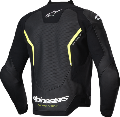 Alpinestars GP Force v2 Airflow Leather Jacket - Black/Yellow Fluo US 42 / EU 52 - Part Number 3100326-155-52