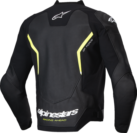 Alpinestars GP Force v2 Airflow Leather Jacket - Black/Yellow Fluo US 42 / EU 52 - Part Number 3100326-155-52