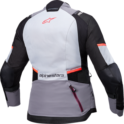 Alpinestars Stella Andes v4 Drystar® Jacket - Women's Waterproof Adventure Riding Jacket in Dark Gray/Ice Gray/Black/Coral, Medium