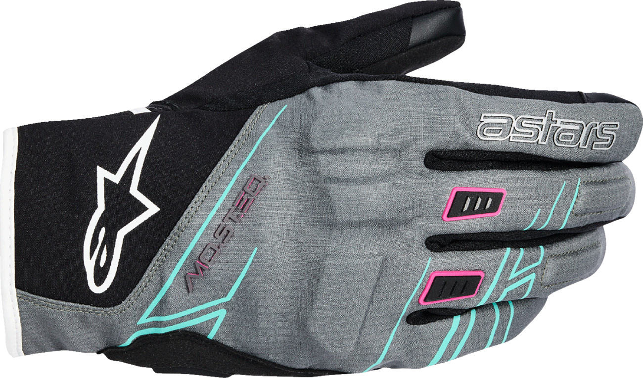 Alpinestars Stella Moblast WP Gloves - Women’s Short-Cuff Waterproof Motorcycle Gloves in Fur Gray/Black/Fluo Pink, XS