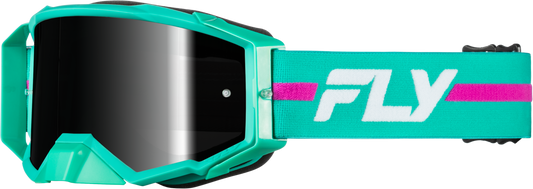 FLY RACING ZONE PRO GOGGLE TEAL/PURPLE W/ BLACK MIRROR/SMOKE LENS'LENS