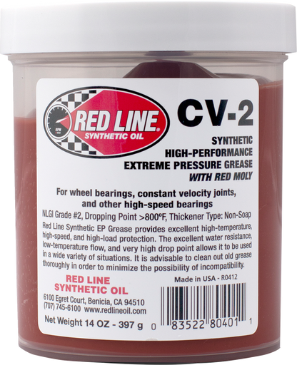 Red Line Synthetic Oil CV-2 Grease with Moly – 14 oz Jar Part 80401