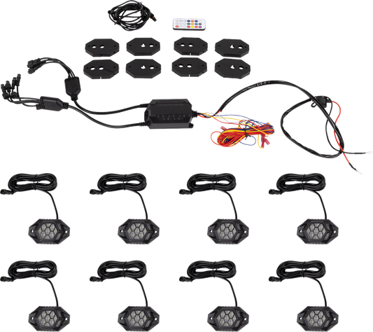 MOOSE OFFROAD Rock Light Kit RGB - 8 Pods (Part Number 100-3615-PU)