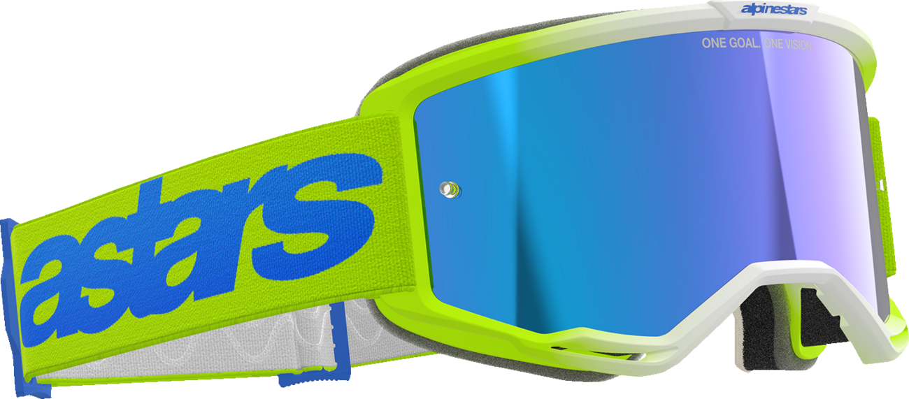 Alpinestars GOGGLES Vision 5 Blaze Yellow/Blue with Blue Mirror Lens - Part 5102125-5007