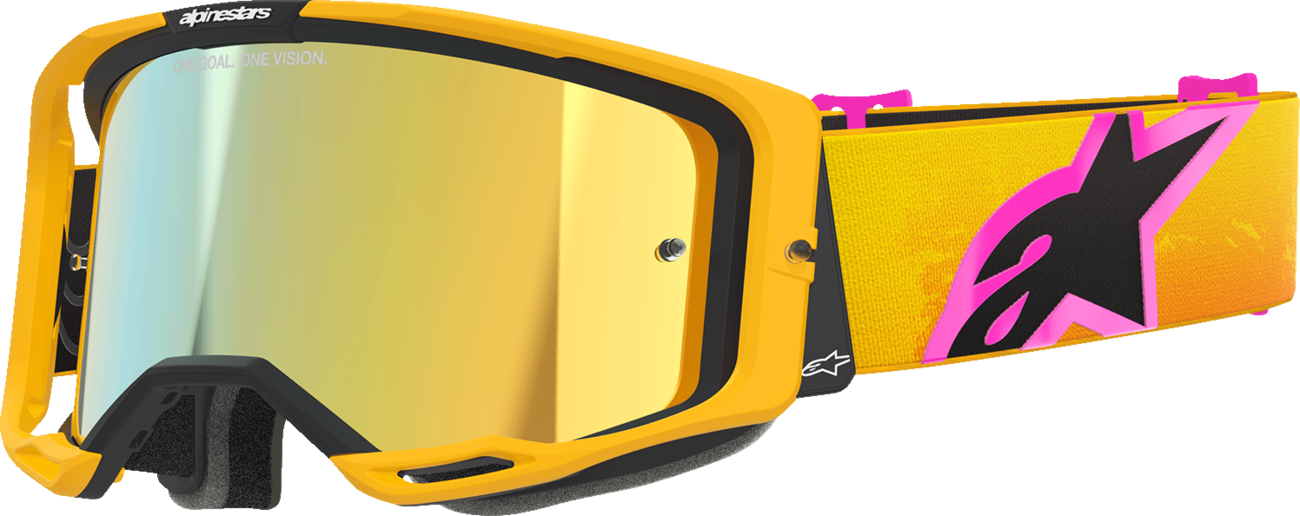 Alpinestars GOGGLES Vision 8 Goggle - Orange, Yellow, Pink with Gold Mirror Lens (Part 5101625-4005)