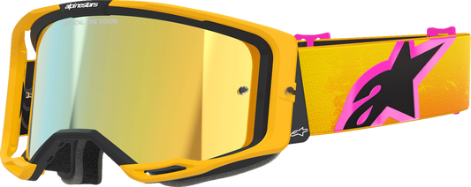 Alpinestars GOGGLES Vision 8 Goggle - Orange, Yellow, Pink with Gold Mirror Lens (Part 5101625-4005)