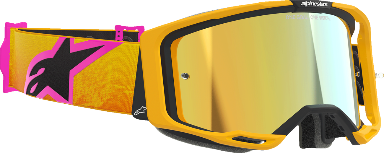 Alpinestars GOGGLES Vision 8 Goggle - Orange, Yellow, Pink with Gold Mirror Lens (Part 5101625-4005)