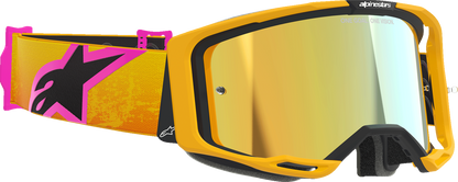 Alpinestars GOGGLES Vision 8 Goggle - Orange, Yellow, Pink with Gold Mirror Lens (Part 5101625-4005)