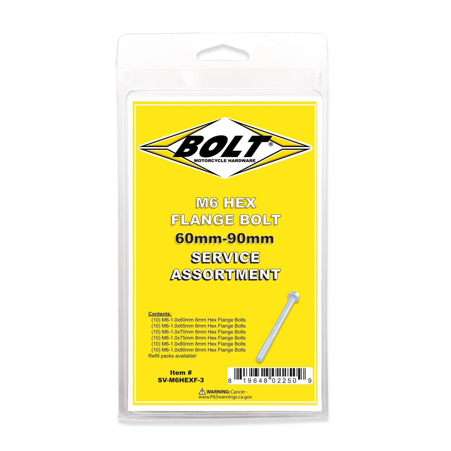 BOLT M6 8mm Hex Flange Bolt Assortment Kit - 60 Pieces