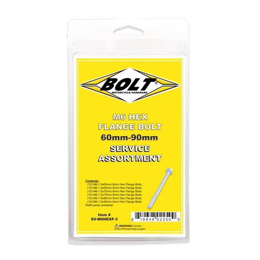 BOLT M6 8mm Hex Flange Bolt Assortment Kit - 60 Pieces