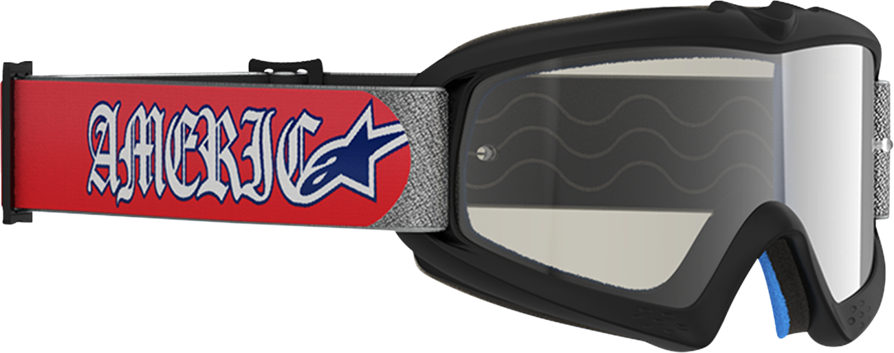 Alpinestars GOGGLES Youth Vision Corp Goggle - Merica 25 Red/Blue with Silver Mirror Lens (Part No. 5140126-3700)