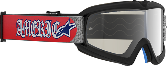 Alpinestars GOGGLES Youth Vision Corp Goggle - Merica 25 Red/Blue with Silver Mirror Lens (Part No. 5140126-3700)