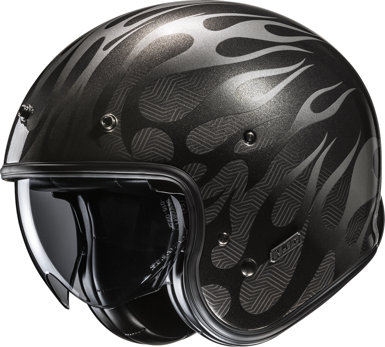 HJC V31 Firo Open-Face Motorcycle Helmet with Adjustable Visor and Leather Interior - Model JA20NUS5605V, Medium
