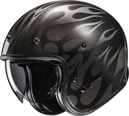 HJC V31 Firo Open-Face Motorcycle Helmet with Adjustable Visor and Leather Interior - Model JA20NUS5605V, Medium