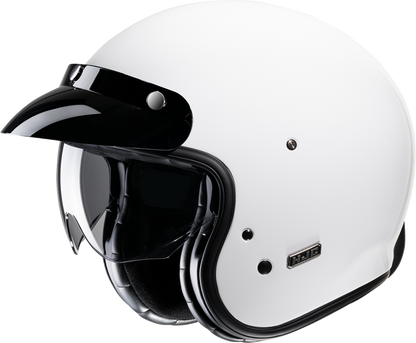 HJC V31 Open-Face Helmet - Solid White Medium with Advanced Fiberglass Shell and Integrated Visor