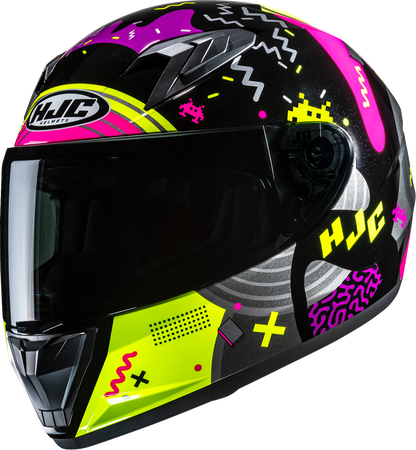 HJC Youth Y10 Helmet - Mika Model FP70NUSE03HV, Small - Advanced Polycarbonate Shell, Bluetooth Compatibility