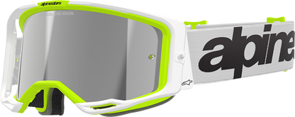 Alpinestars GOGGLES Vision 8 Goggle - White/Yellow Fluo with Silver Mirror Lens, Part 5101325-2501