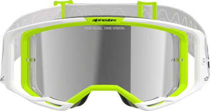 Alpinestars GOGGLES Vision 8 Goggle - White/Yellow Fluo with Silver Mirror Lens, Part 5101325-2501
