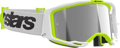 Alpinestars GOGGLES Vision 8 Goggle - White/Yellow Fluo with Silver Mirror Lens, Part 5101325-2501
