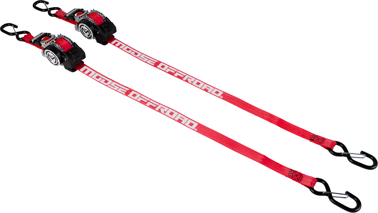 MOOSE OFFROAD 1 Inch x 10 Feet Retractable Ratchet Tie Down - Red, Model 3920-0551