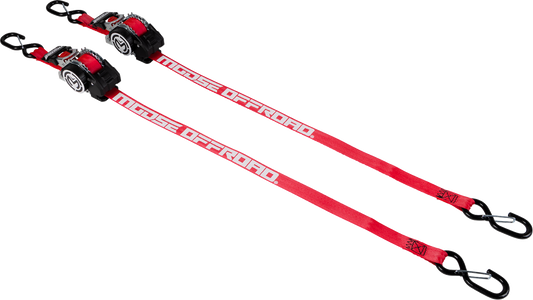 MOOSE OFFROAD 1 Inch x 10 Feet Retractable Ratchet Tie Down - Red, Model 3920-0551