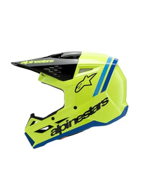 Alpinestars S-M3 Youth Moto Helmet (Yellow Fluo/Black/Blue, Youth Small)