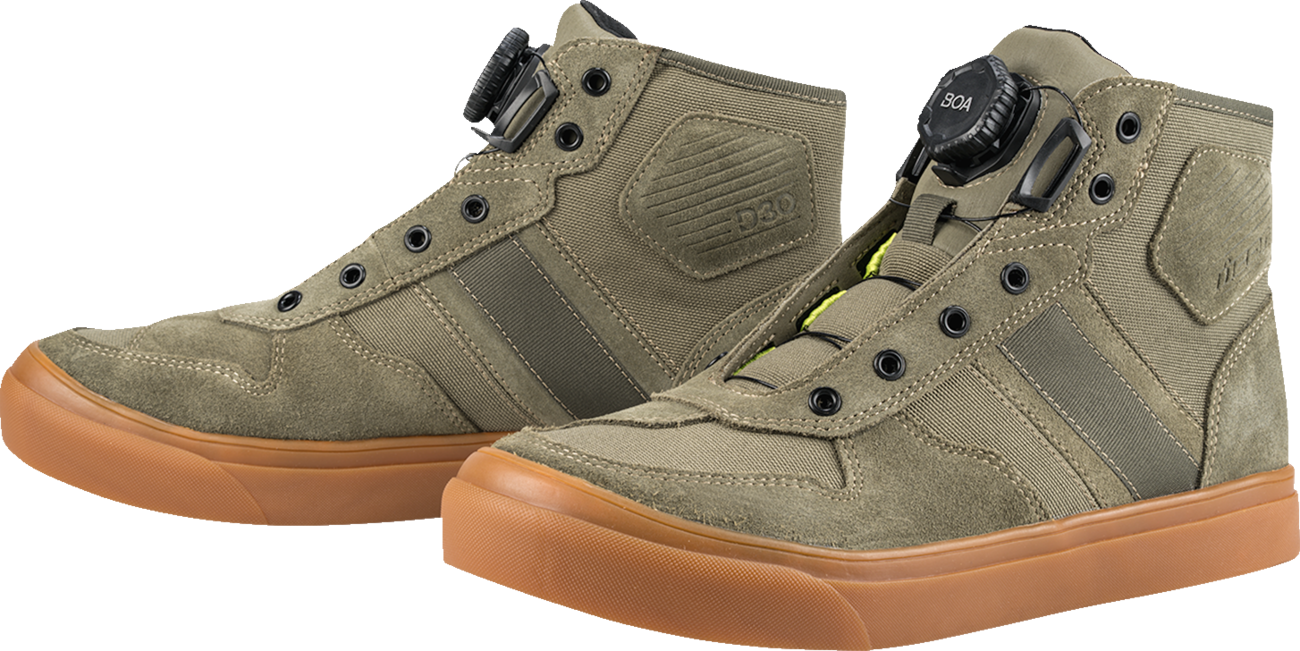 ICON Dog Days Boots - Olive US 8.5 | Durable Leather Construction with BOA Lacing System