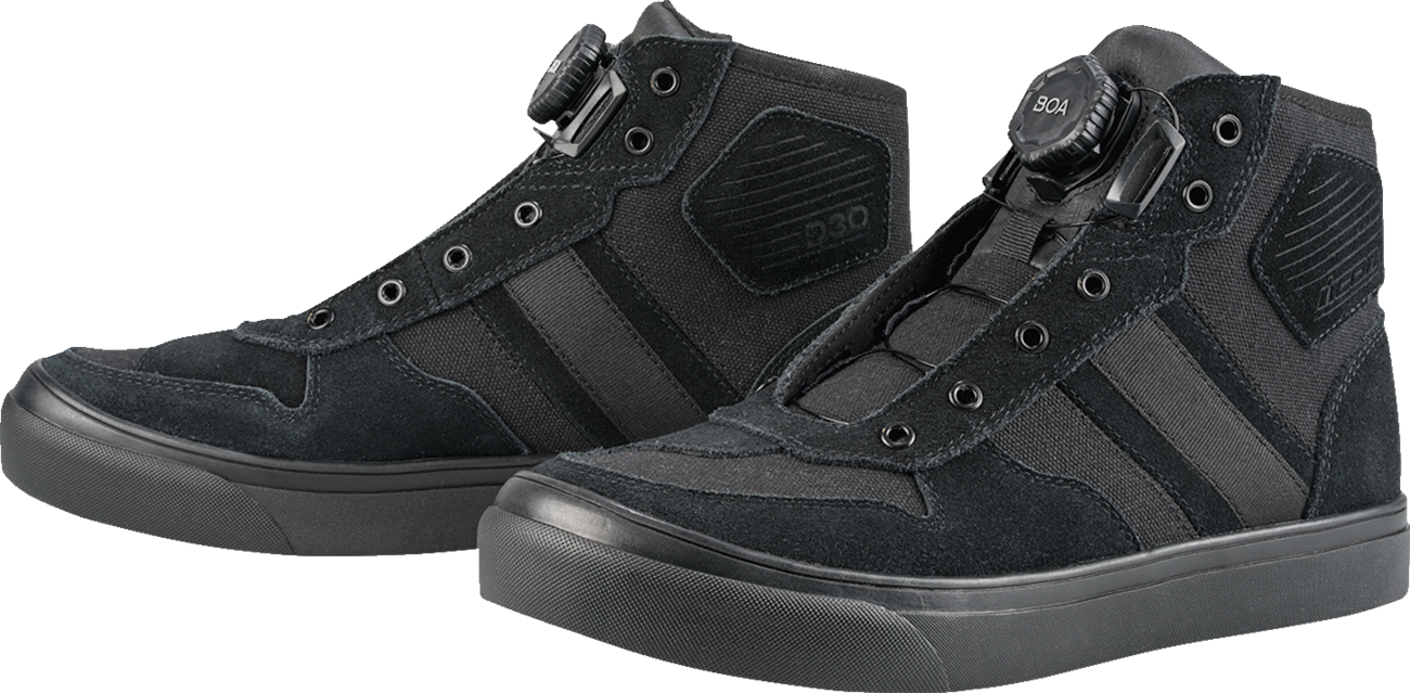 ICON Dog Days Boots - Stealth US 11, Genuine Leather with D30® Ankle Inserts and BOA® Lacing System