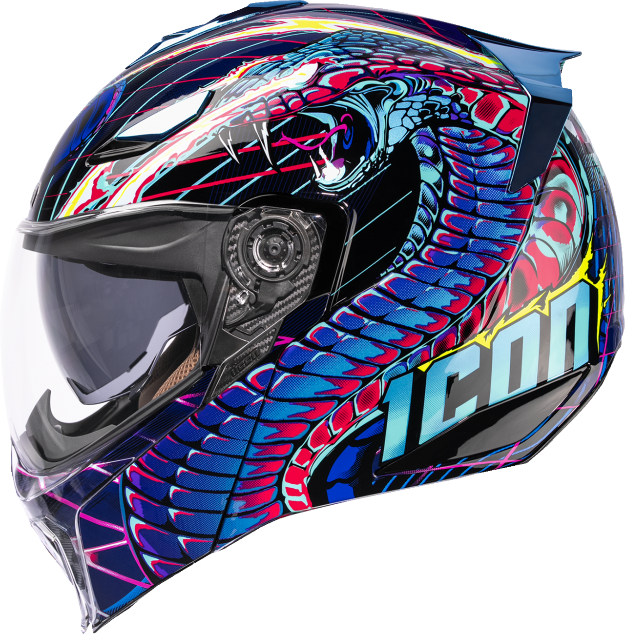ICON Threshold™ Modular Helmet Synthwave Lazer Cobra Blue – Size XS (Part #0100-2728)