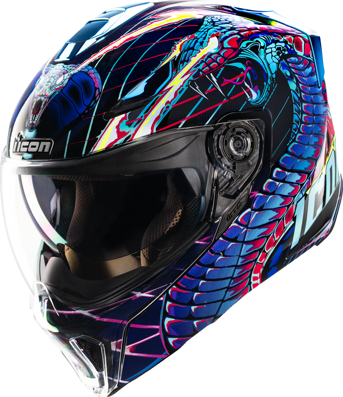 ICON Threshold™ Modular Helmet - Synthwave Lazer Cobra Blue - Small (Part No. 0100-2729)