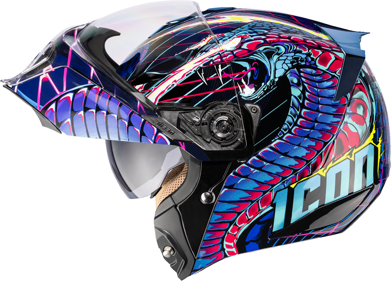 ICON Threshold™ Modular Helmet Synthwave Lazer Cobra - Blue Large 0100-2731