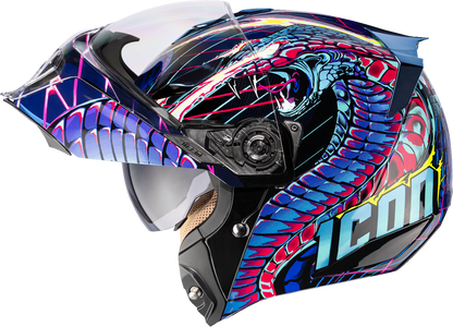 ICON Threshold™ Modular Helmet Synthwave Lazer Cobra Blue XL (Part No. 0100-2732)