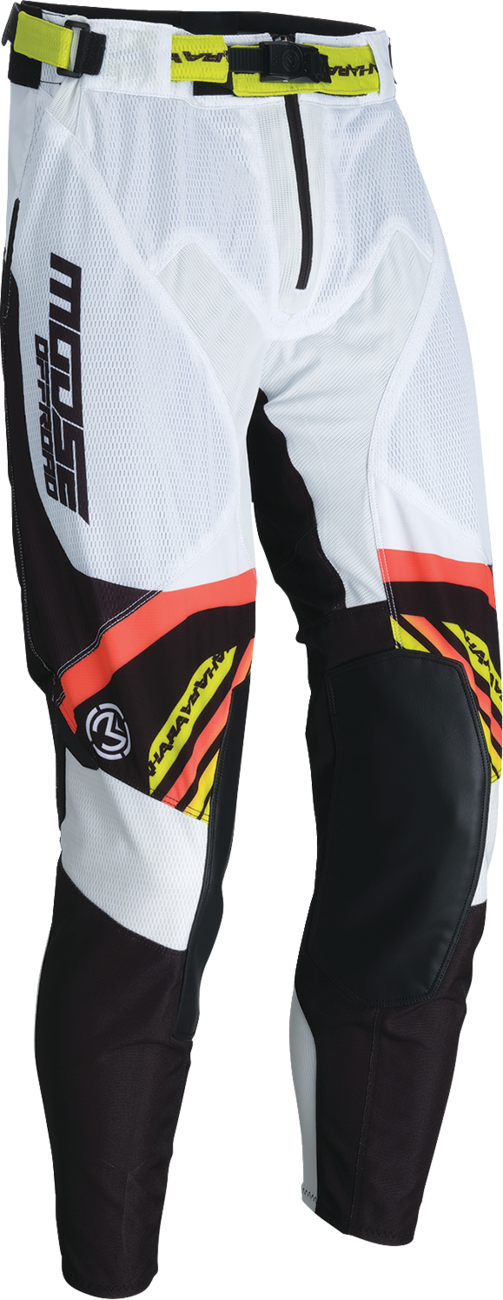 MOOSE Offroad Sahara Pants White/Black US 26 Slim - Durable Riding Gear with Full Grain Leather Knee Panels