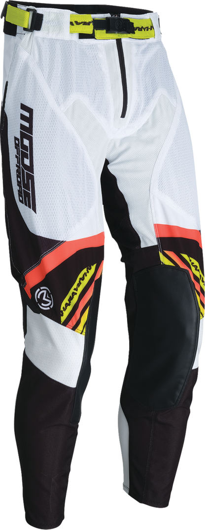 MOOSE Offroad Sahara Pants White/Black US 26 Slim - Durable Riding Gear with Full Grain Leather Knee Panels