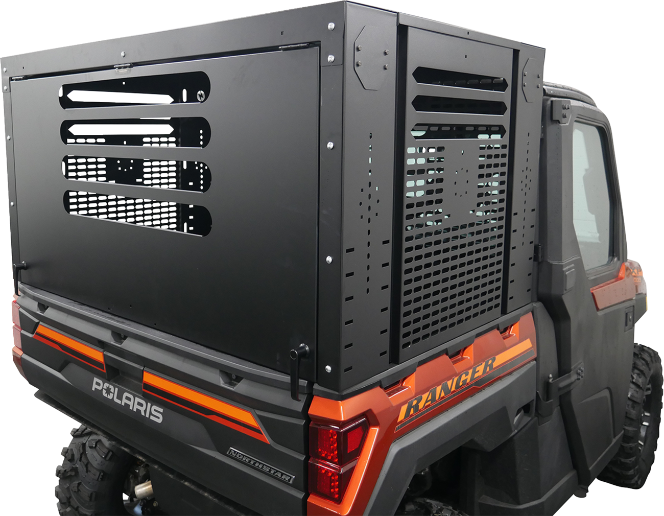 MOOSE OFFROAD Rear Enclosure for Polaris Ranger 3056PF - Durable Steel Bed Cover with Optional Drop-In Top Basket and Winging Door