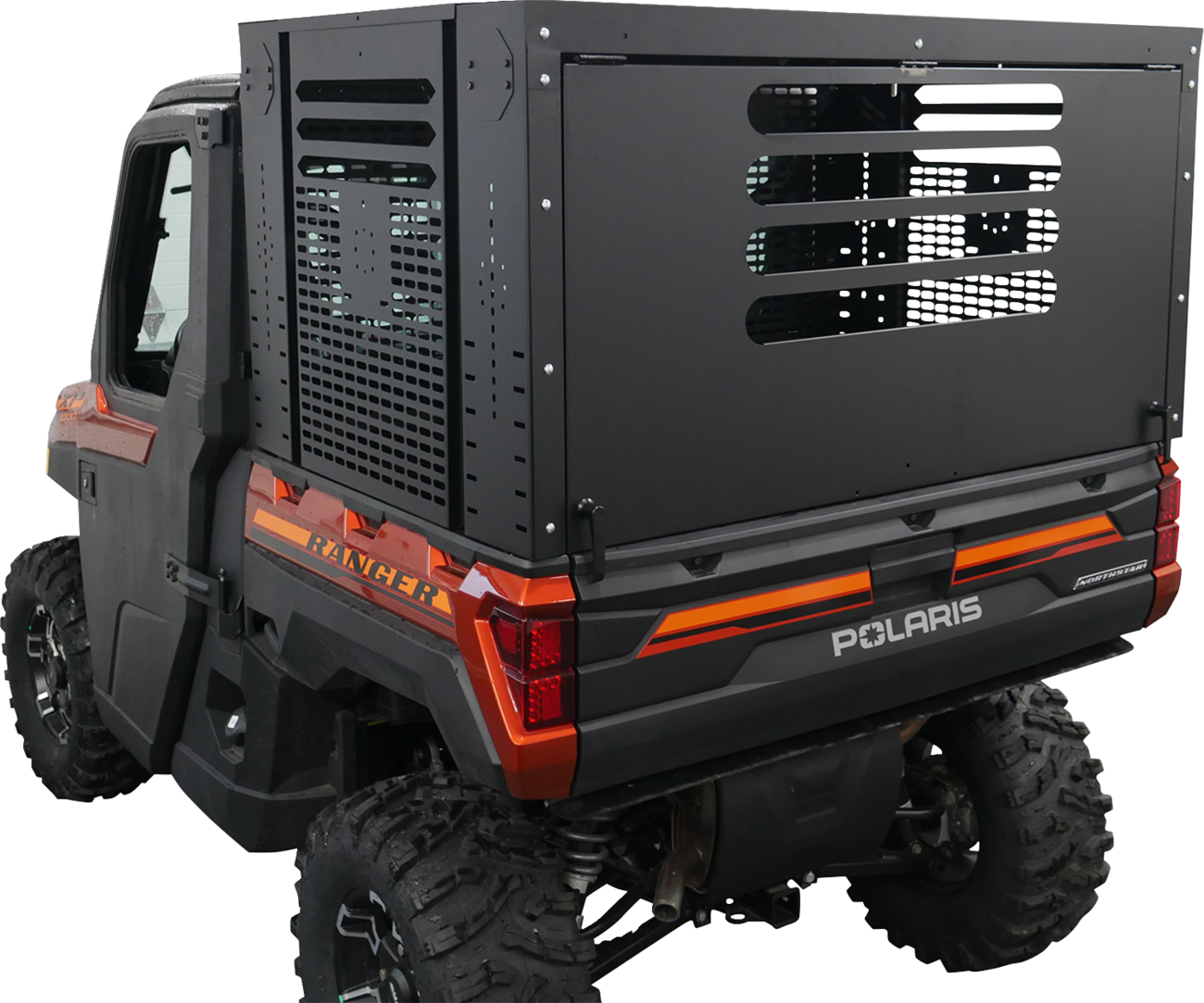 MOOSE OFFROAD Rear Enclosure for Polaris Ranger 3056PF - Durable Steel Bed Cover with Optional Drop-In Top Basket and Winging Door