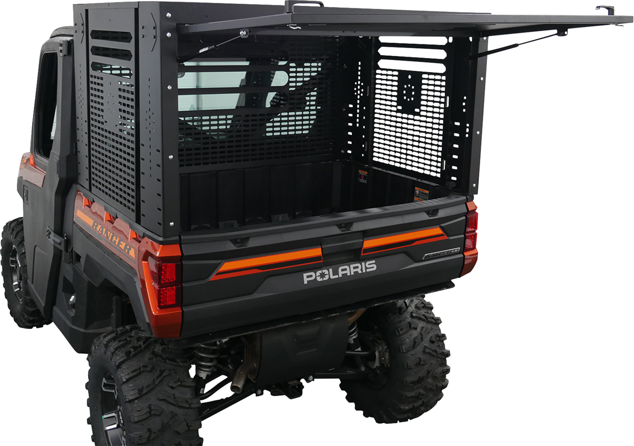 MOOSE OFFROAD Rear Enclosure for Polaris Ranger 3056PF - Durable Steel Bed Cover with Optional Drop-In Top Basket and Winging Door