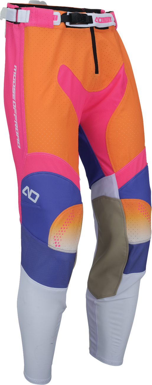MOOSE OFFROAD Alpha One Pants - Orange/Purple US 30 with Durable Full Grain Leather and Ventilated Perforated Panels