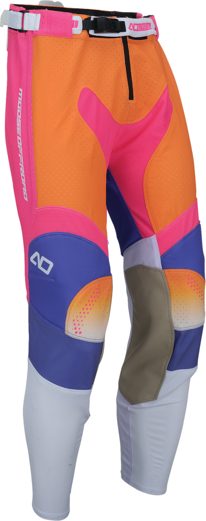 MOOSE OFFROAD Alpha One Pants - Orange/Purple US 30 with Durable Full Grain Leather and Ventilated Perforated Panels